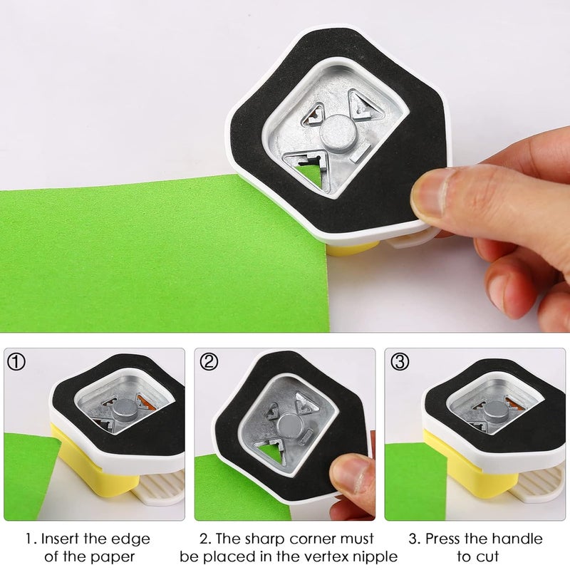 Looneng 3 Way Chamfer Corner Punch, 3 in 1 Craft Paper Corner Cutter for Paper Crafts, Laminate, Cardstock, Business Card, DIY Projects, Photo, Card Making and Scrapbooking - Image 4